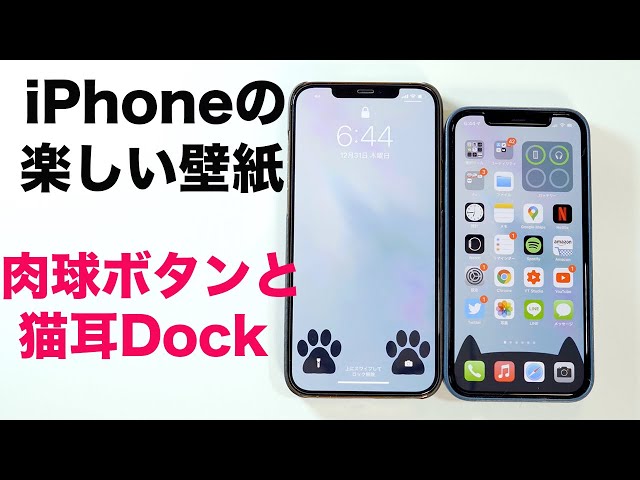 【2020最後の動画】コレは可愛すぎる！iPhone用猫耳ドックと肉球ボタンの壁紙紹介！